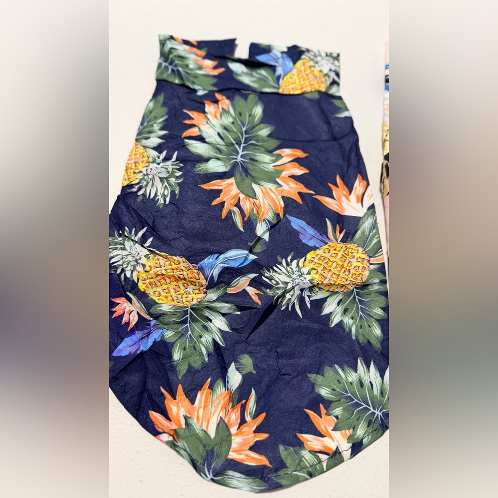 2 pk Floral Hawaiian Shirt Pineapple Palm Tree Beach Cat or Dog Sz L - Picture 4 of 12